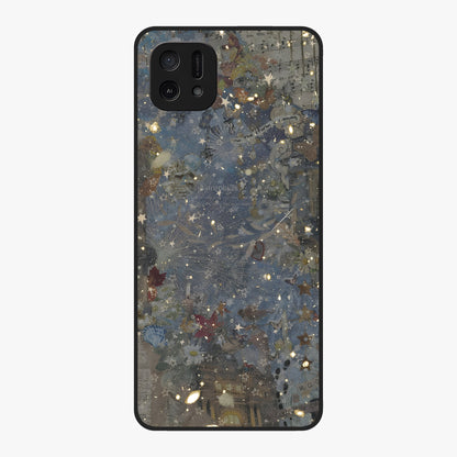 Aesthetic Astrolophia Glass Case showing flat back view with dreamy aesthetic design and glossy glass finish.