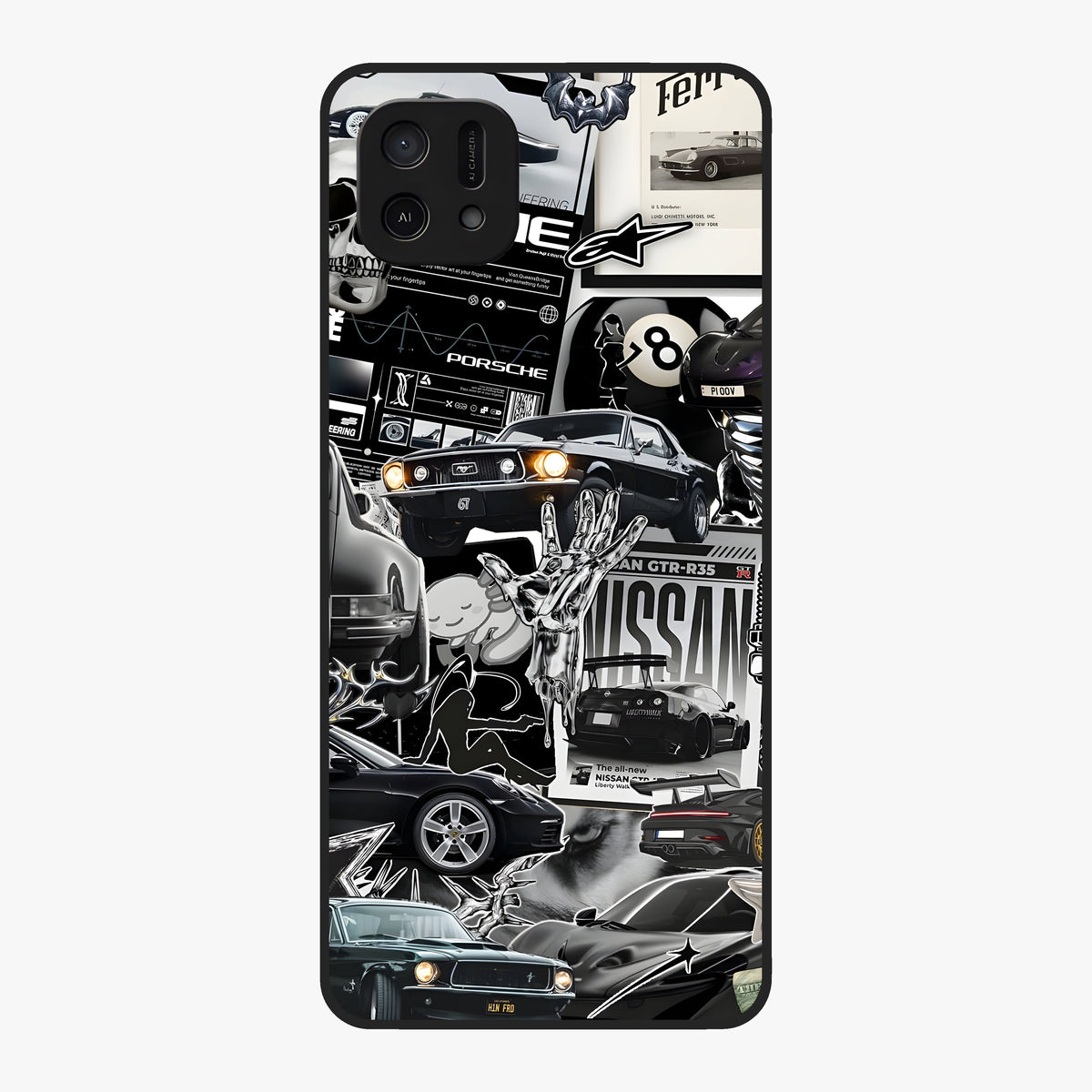 Aesthetic Dark Love Glass Case showing flat back view with dark romantic artwork and glossy glass finish.