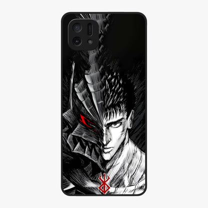 Berserker Blood Oath Glass Case showing flat back view with fierce warrior inspired artwork and glossy glass finish.