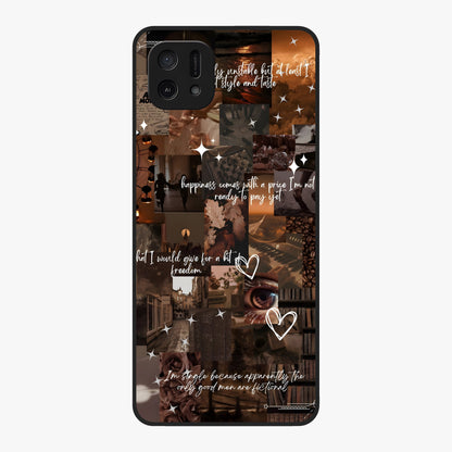 Bittersweet Aesthetic Chaos Glass Case showing flat back view with artistic chaotic aesthetic design and glossy glass finish.