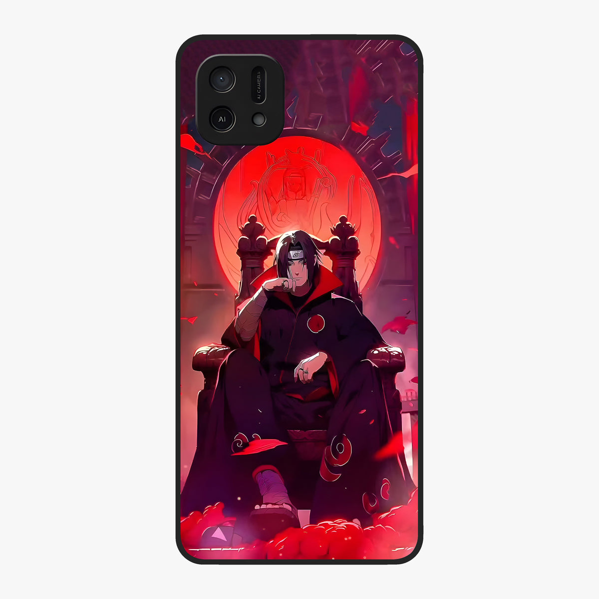 Blood Moon Sovereign Glass Case showing flat back view with mystical blood moon artwork and glossy glass finish.