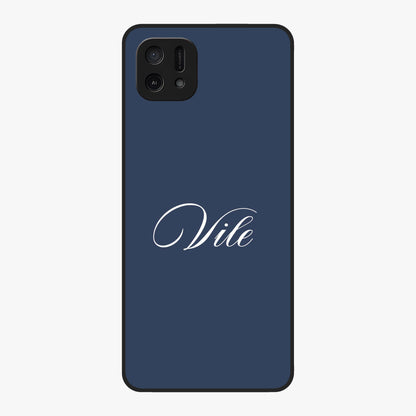Blue Background Personalized Custom Name Glass Case showing flat back view with minimal blue background and custom name design.