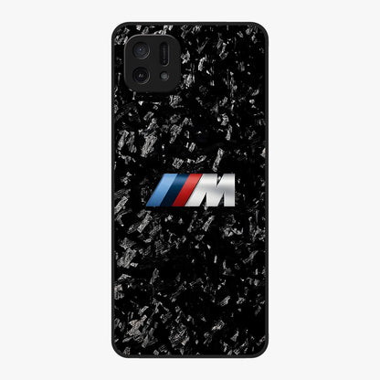 Carbon Speed Mark Glass Case showing flat back view with sporty carbon pattern artwork and glossy glass finish.