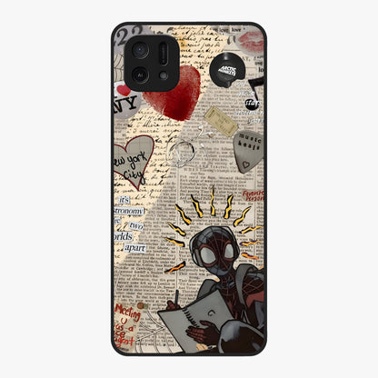 City Dream Sketch Glass Case showing flat back view with artistic city skyline sketch artwork and glossy glass finish.