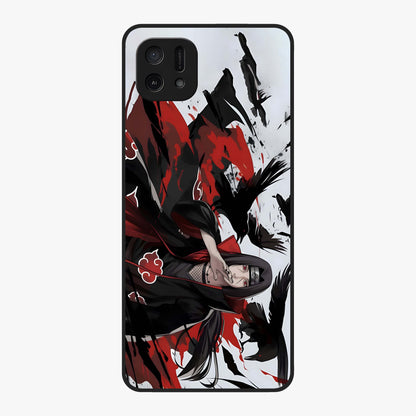 Crimson Crow Illusion Glass Case showing flat back view with artistic crow illusion artwork and glossy glass finish.