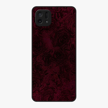 Crimson Fade Flow Glass Case showing flat back view with flowing crimson gradient artwork and glossy glass finish.