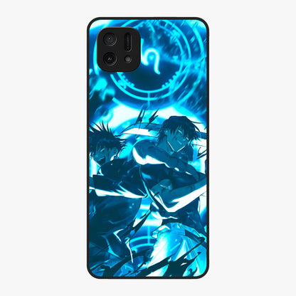 Cursed Energy Clash Glass Case showing flat back view with intense cursed energy artwork and glossy glass finish.