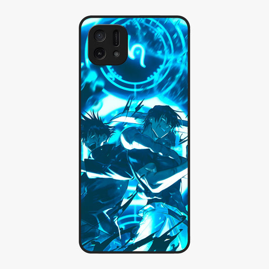 Cursed Energy Clash Glass Case showing flat back view with intense cursed energy artwork and glossy glass finish.