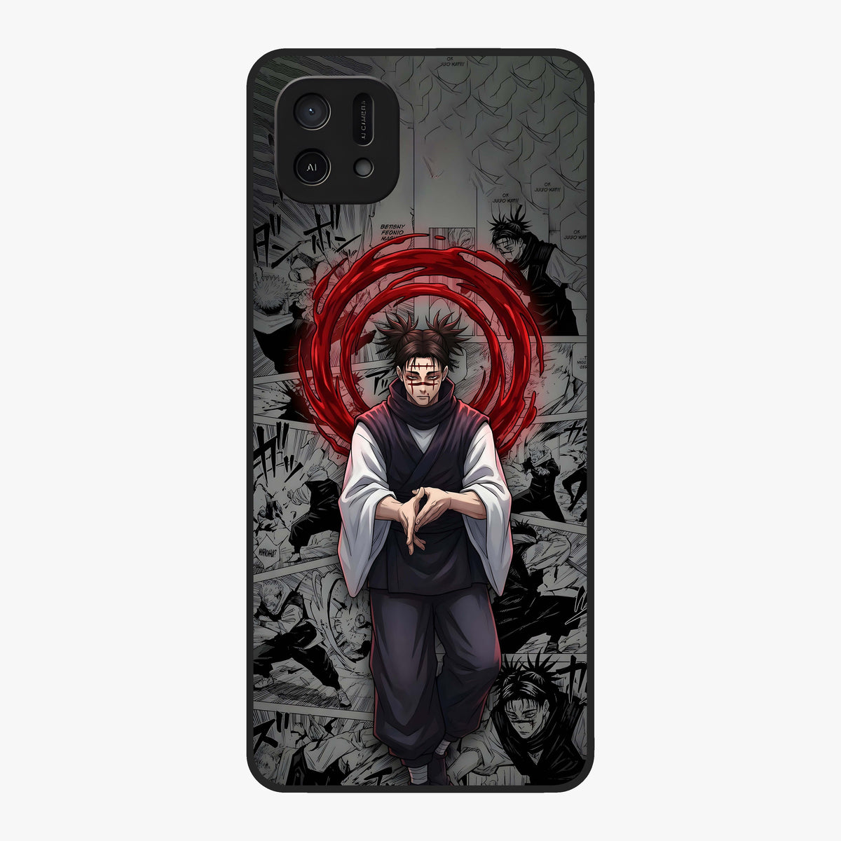 Cursed Ritual Ascension Glass Case showing flat back view with dark ritual themed artwork and glossy glass finish.