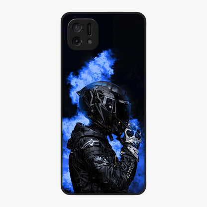 Cyber Sentinel Protocol Glass Case showing flat back view with futuristic cyber themed artwork and glossy glass finish.