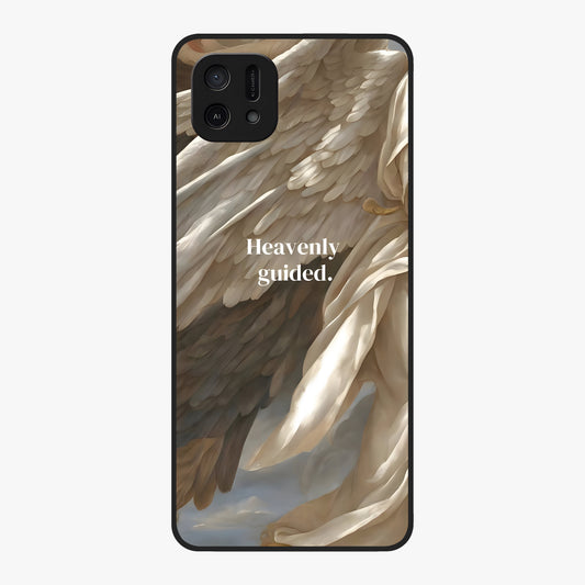 Divine Winged Grace Glass Case showing flat back view with elegant wing inspired artwork and glossy glass finish.