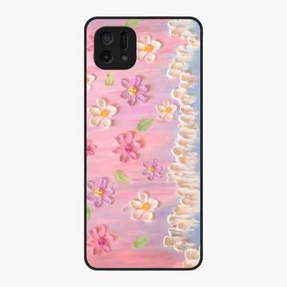 Dreamy Painted Garden Glass Case showing flat back view with artistic painted floral garden artwork and glossy glass finish.