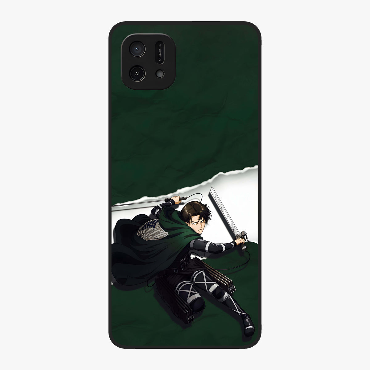 Emerald War Vanguard Glass Case showing flat back view with powerful warrior themed artwork and glossy glass finish.