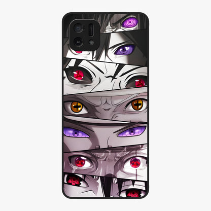 Eyes of Destiny Glass Case showing flat back view with striking eye themed artwork and glossy glass finish.