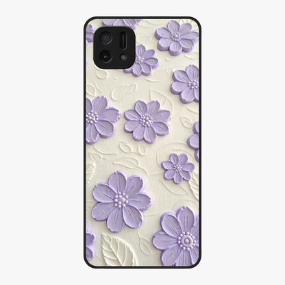 Floral Wall Art With Purple Flowers Glass Case showing flat back view with purple flower artwork and glossy glass finish.