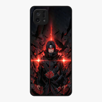 Focused Blade Discipline Glass Case showing flat back view with warrior sword themed artwork and glossy glass finish.