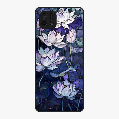 Gloss Petal Rush Glass Case showing flat back view with glossy flower petal artwork and smooth glass finish.