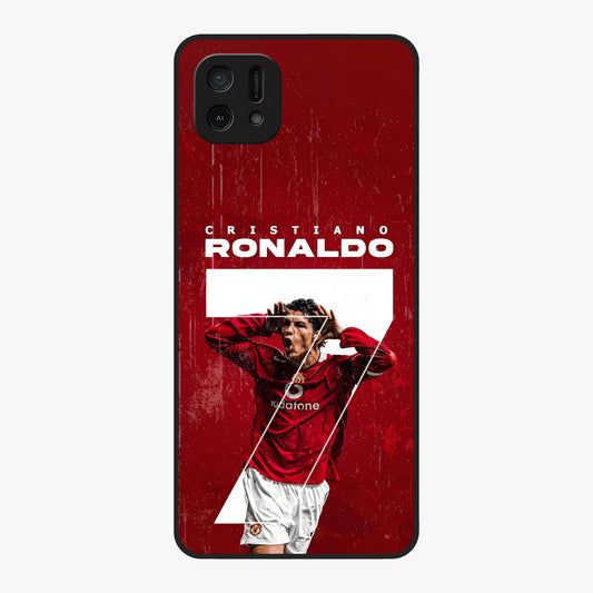 Goal Celebration Legacy Glass Case showing flat back view with football celebration inspired artwork and glossy glass finish.