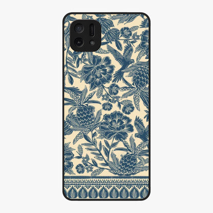 Heirloom Wild Bloom Glass Case showing flat back view with vintage inspired wild flower artwork and glossy glass finish.