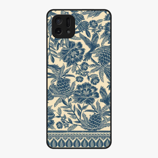 Heirloom Wild Bloom Glass Case showing flat back view with vintage inspired wild flower artwork and glossy glass finish.