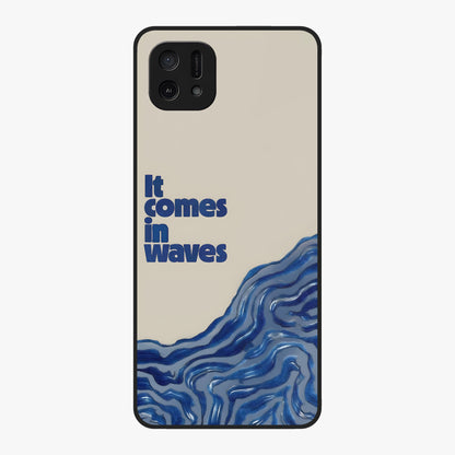 It Comes In Waves Quote Glass Case showing flat back view with inspirational wave themed quote artwork and glossy glass finish.