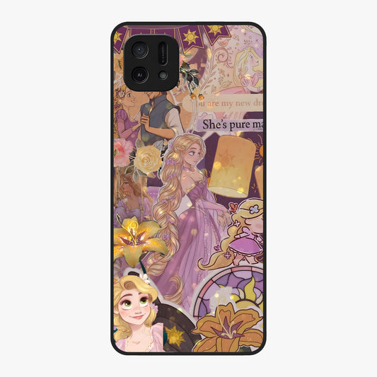 Magical Tangled Dream Glass Case showing flat back view with dreamy tangled artwork and glossy glass finish.
