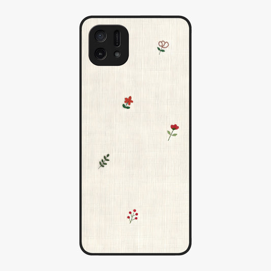 Minimal Petal Whispers Glass Case showing flat back view with soft minimal floral artwork and glossy glass finish.