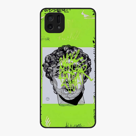 Neo Graffiti Rebellion Glass Case showing flat back view with vibrant graffiti artwork and glossy glass finish.