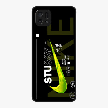 Neon Street Edition Glass Case showing flat back view with neon street style artwork and glossy glass finish.