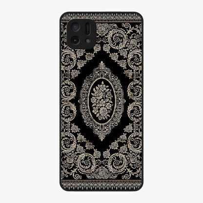 Noir Bloom Elegance Glass Case showing flat back view with elegant dark floral artwork and glossy glass finish.