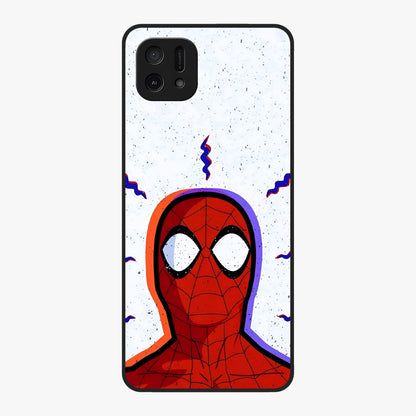 Omg Spiderman Glass Case showing flat back view with bold superhero inspired artwork and glossy glass finish.