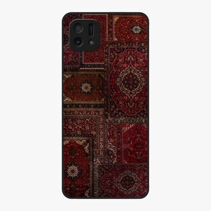 Persian Velvet Tale Glass Case showing flat back view with luxurious Persian velvet pattern artwork and glossy glass finish.