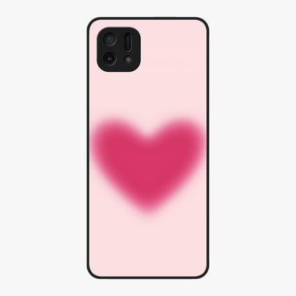 Pink Aura Heart Glass Case showing flat back view with glowing heart artwork and glossy glass finish.