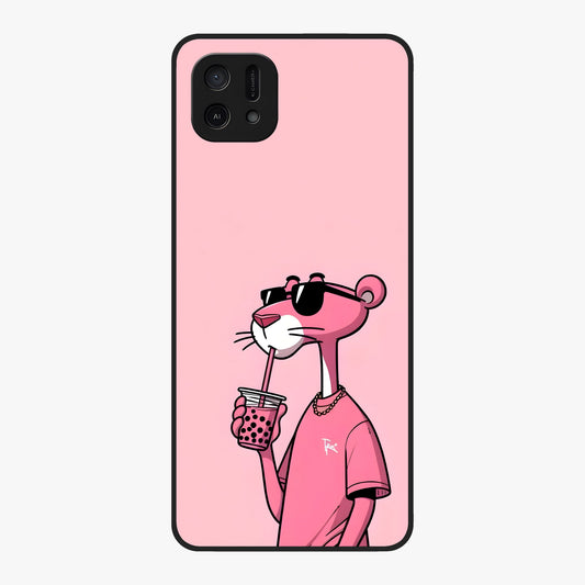 Pink Panther Glass Case showing flat back view with iconic pink panther artwork and glossy glass finish.