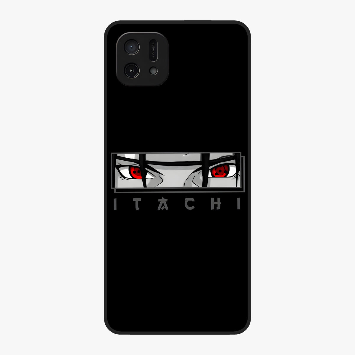 Scarlet Gaze Dominance Glass Case showing flat back view with striking red themed artwork and glossy glass finish.