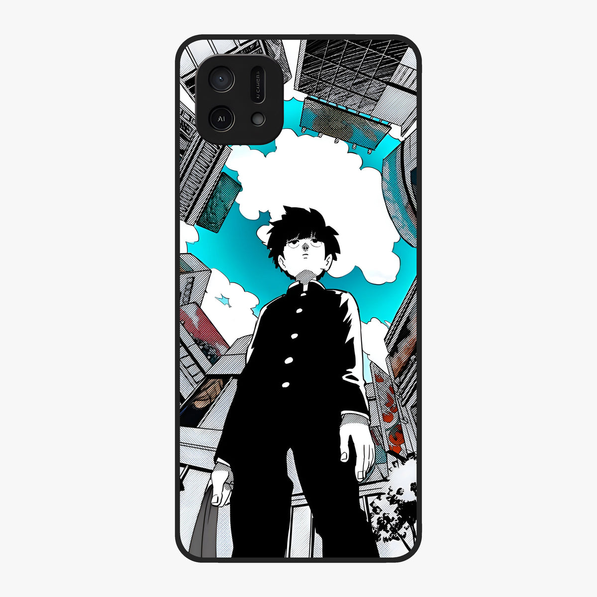 Silent Psychic Awakening Glass Case showing flat back view with mystical psychic themed artwork and glossy glass finish.