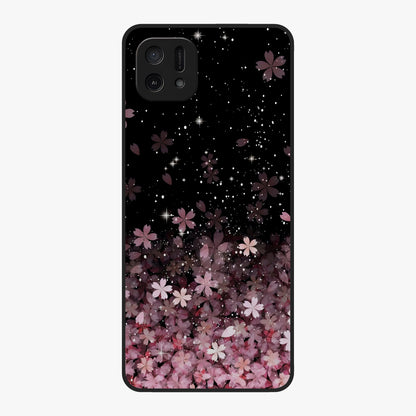 Small Starry Flowers Glass Case showing flat back view with delicate starry floral artwork and glossy glass finish.