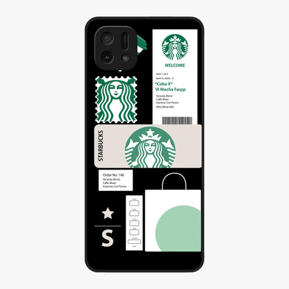 Starbucks Mocha Glass Case showing flat back view with coffee inspired artwork and glossy glass finish.