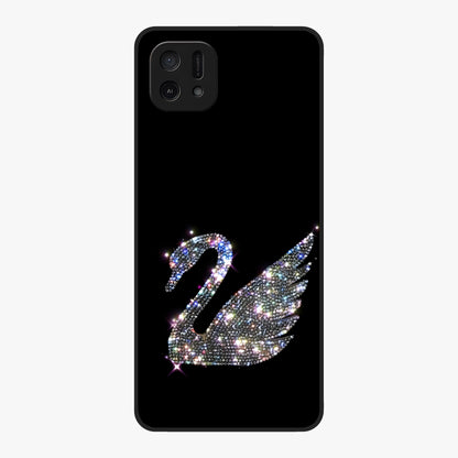 Starlit Swan Grace Glass Case showing flat back view with graceful swan artwork under starry sky and glossy glass finish.