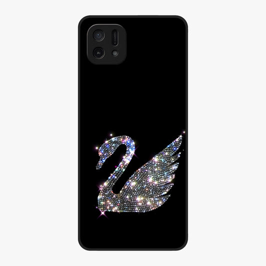 Starlit Swan Grace Glass Case showing flat back view with graceful swan artwork under starry sky and glossy glass finish.