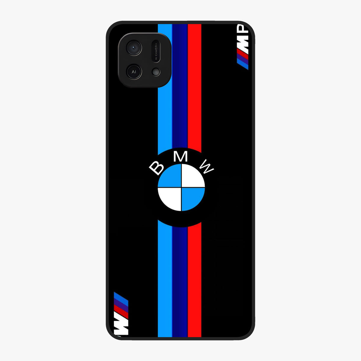 Turbo BMW Beast Glass Case showing flat back view with high performance sports car artwork and glossy glass finish.