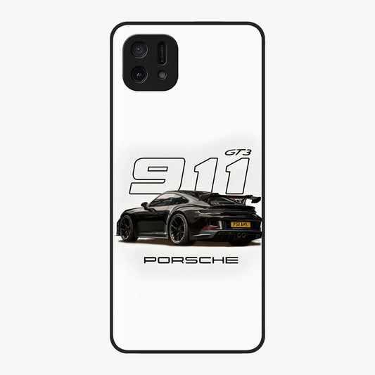 Turbo Legacy Icon Glass Case showing flat back view with iconic sports car inspired artwork and glossy glass finish.
