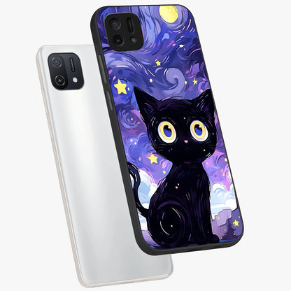 Abstract Cat Art Glass Case displayed in angled mockup highlighting modern abstract cat artwork and sleek glass surface.