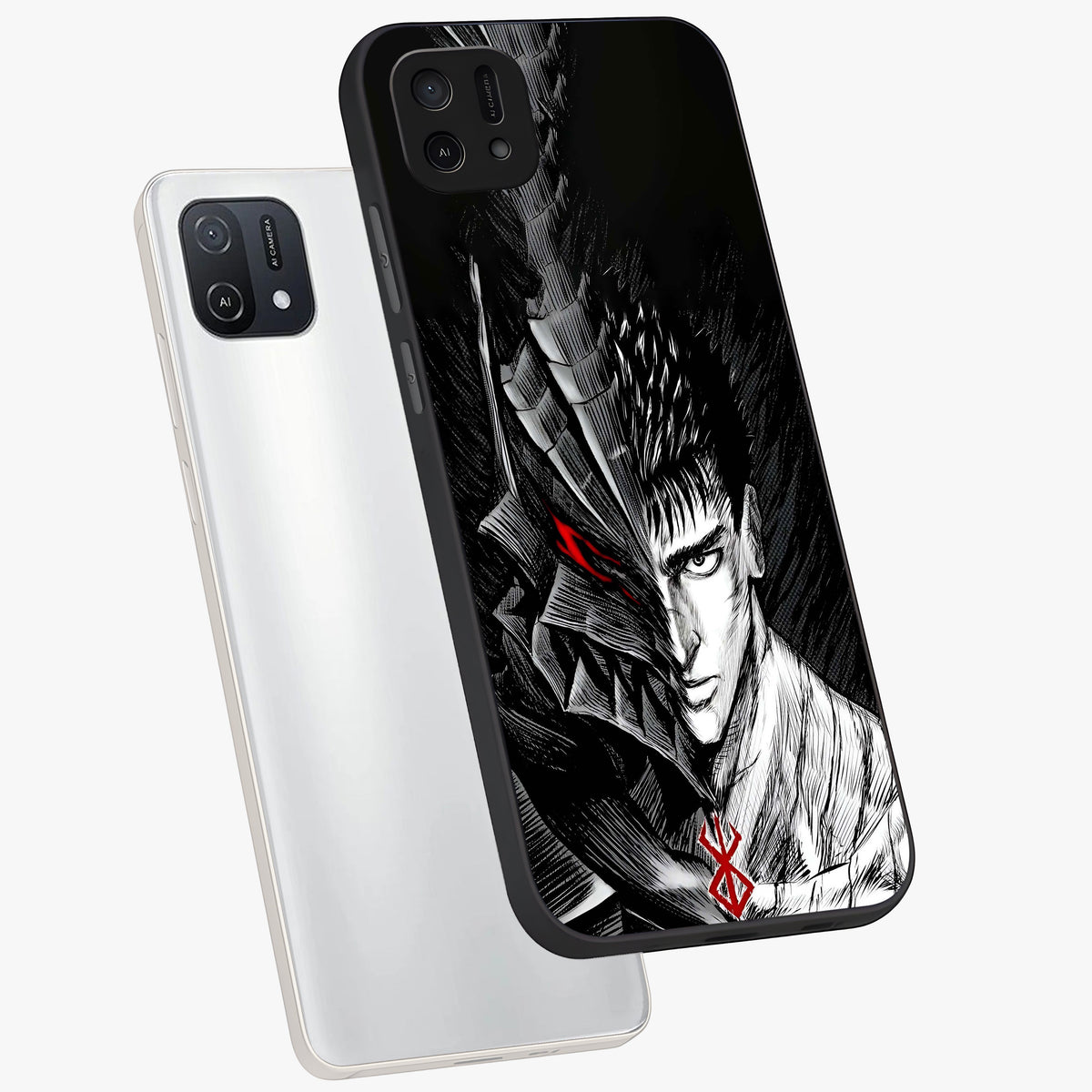 Berserker Blood Oath Glass Case displayed in angled mockup highlighting dark fantasy graphic design and powerful theme.