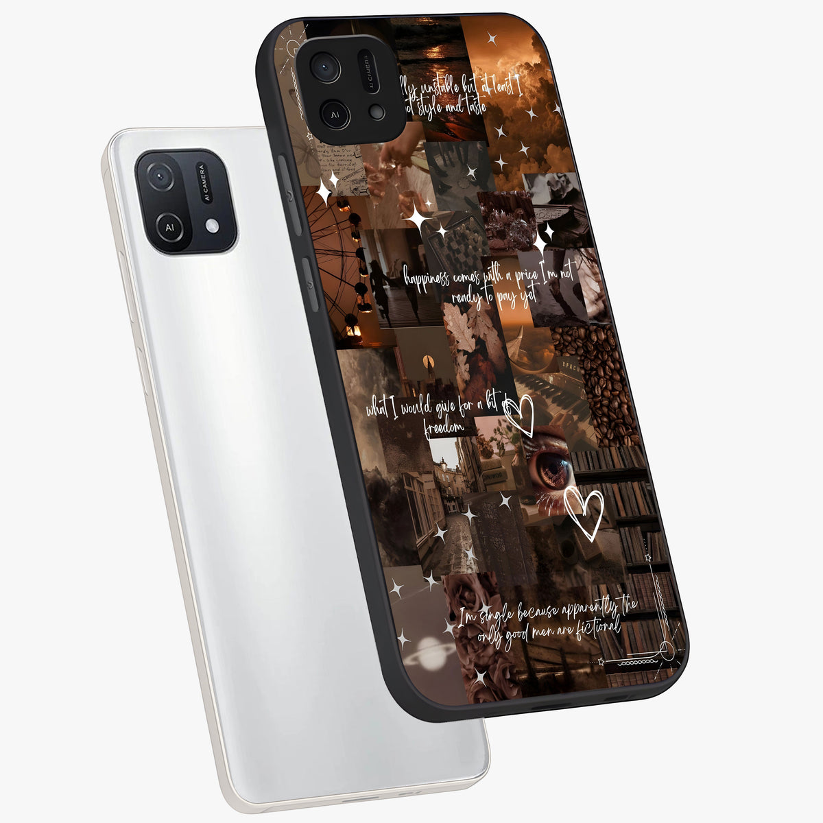 Bittersweet Aesthetic Chaos Glass Case displayed in angled mockup highlighting expressive abstract artwork and edgy aesthetic theme.