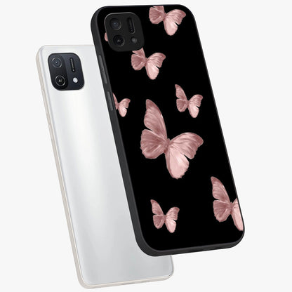 Butterfly Pattern Glass Case displayed in angled mockup highlighting delicate butterfly design and aesthetic pattern style.
