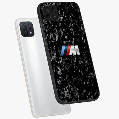 Carbon Speed Mark Glass Case displayed in angled mockup highlighting racing inspired carbon design and sleek aesthetic style.