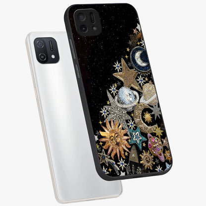 Cosmic Sparkle Dreams Glass Case displayed in angled mockup highlighting dreamy star sparkle design with celestial aesthetic.