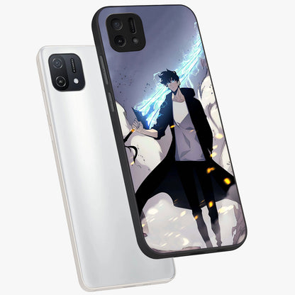 Dark Lightning Anime Warrior Glass Case displayed in angled mockup highlighting powerful lightning themed anime illustration.