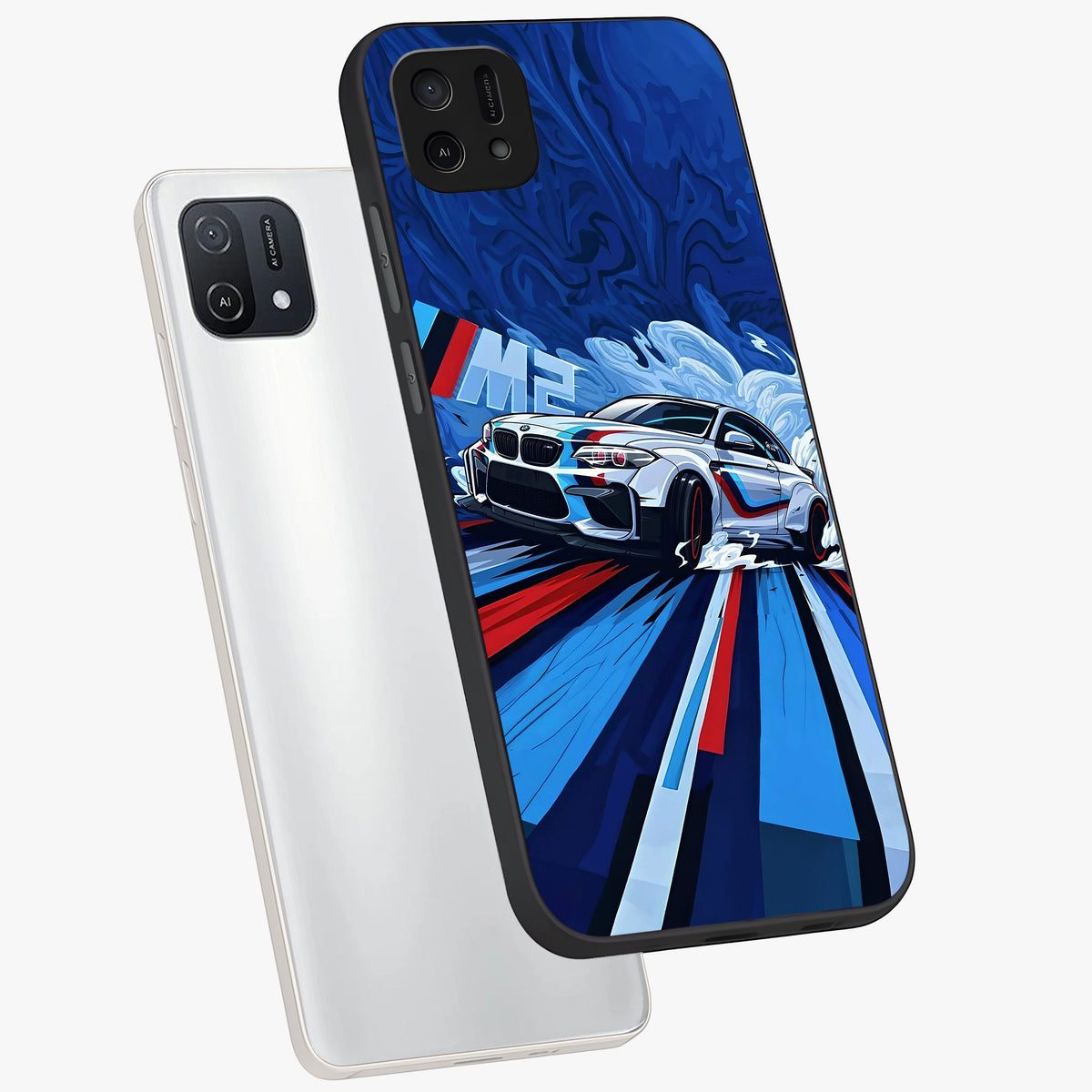 Drift Power Rush Glass Case displayed in angled mockup highlighting powerful drift car design with sporty aesthetic style.